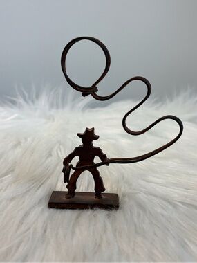 Rustic Brown Cowboy Photo Holder - Decorative Home Art
